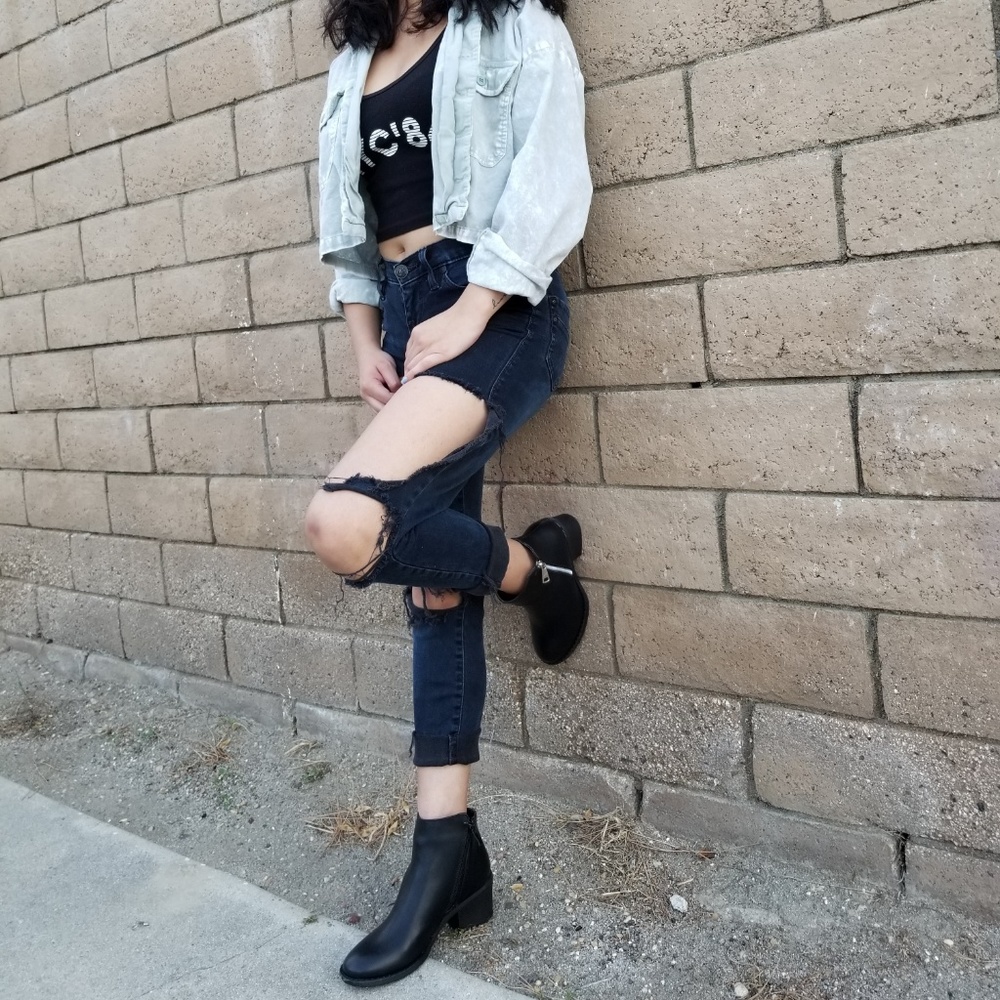 2/$50 Black Vegan Ankle Booties Boots - Picture 4 of 8